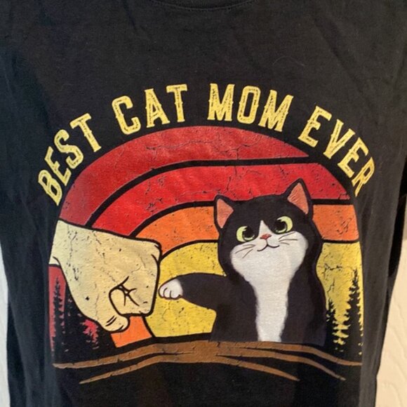 Best Cat Mom Ever Ladies T-Shirt Cat Lover Tuxedo Cat Kitten Black Siz… - Picture 4 of 8